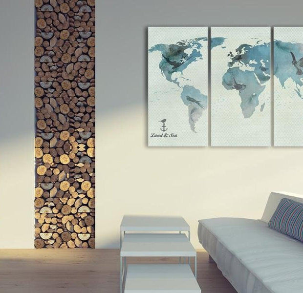 Stretched Canvas World Map Art - Avian Migration 3 Piece