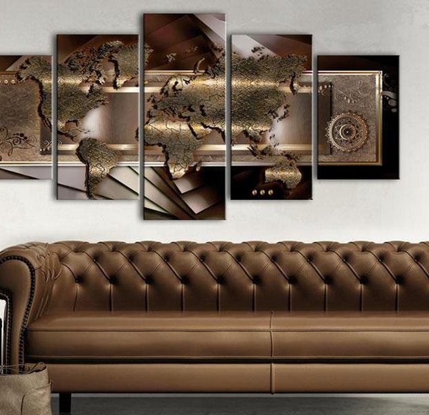 Stretched Canvas World Map Art - Chestnut Map