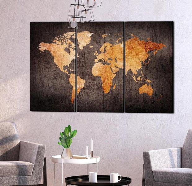 Stretched Canvas World Map Art - Chestnut World Map
