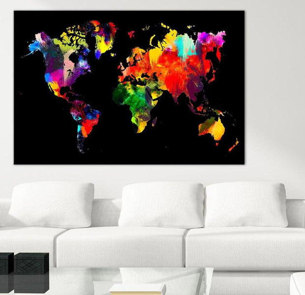 Stretched Canvas World Map Art - Children Of The World Wide