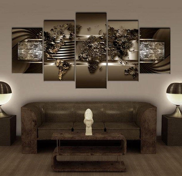 Stretched Canvas World Map Art - Chocolate Map