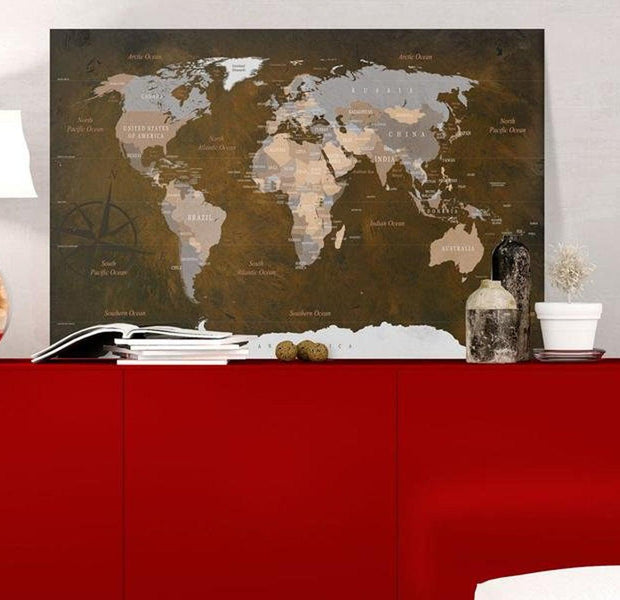 Stretched Canvas World Map Art - Cinnamon Travels