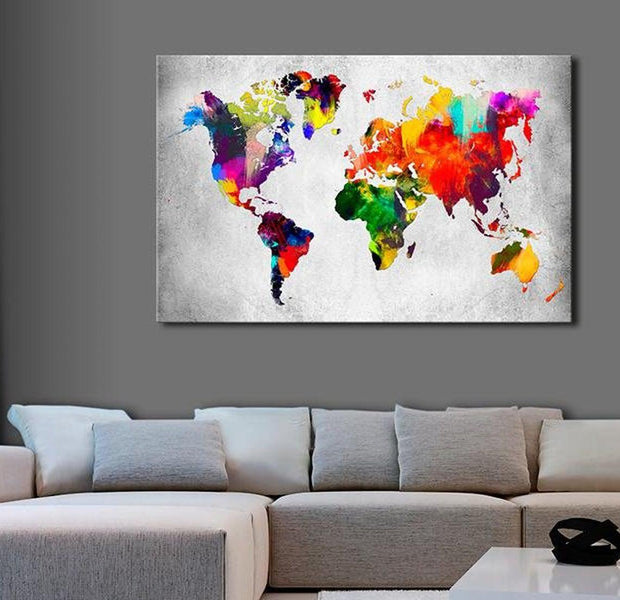 Stretched Canvas World Map Art - Coloured Revolution
