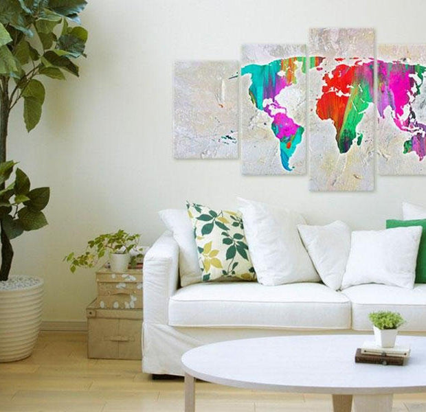 Stretched Canvas World Map Art - Colourful Planet
