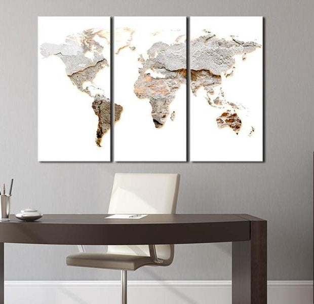 Stretched Canvas World Map Art - Concrete Continents