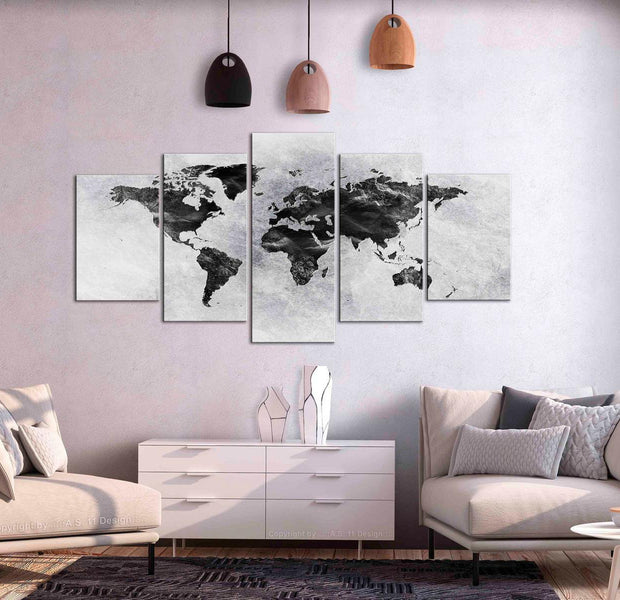 Stretched Canvas World Map Art - Concrete World Wide