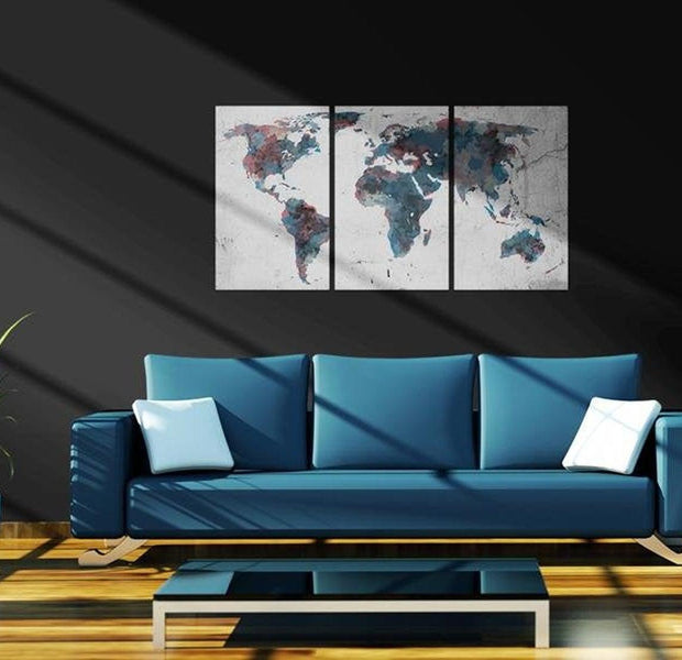 Stretched Canvas World Map Art - Continental Drift