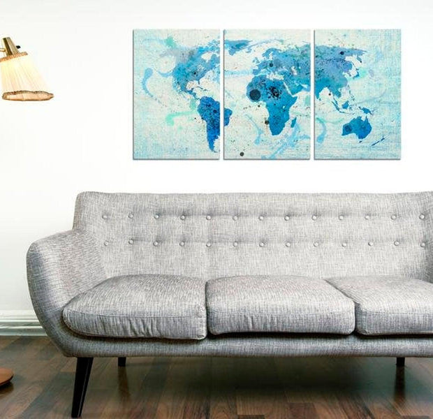 Stretched Canvas World Map Art - Continents Like Oceans