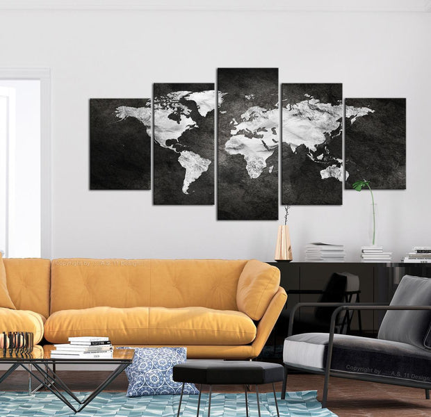 Stretched Canvas World Map Art - Dark World Wide