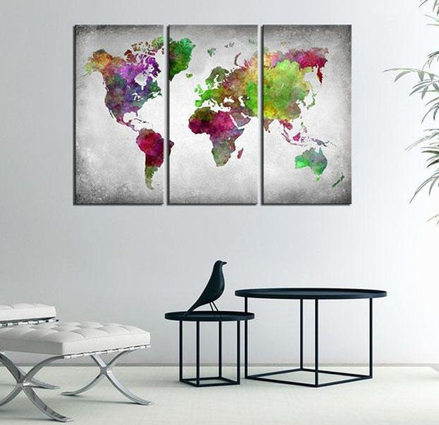 Stretched Canvas World Map Art - Diversity Of World
