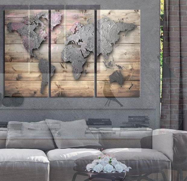Stretched Canvas World Map Art - Doors To The World