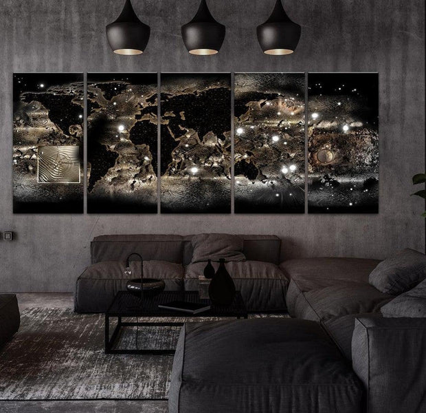 Stretched Canvas World Map Art - Earth Glow