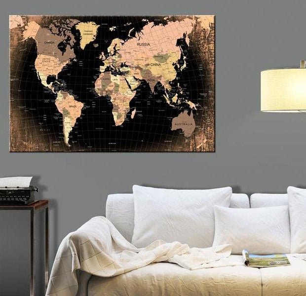 Stretched Canvas World Map Art - Earth - The Land
