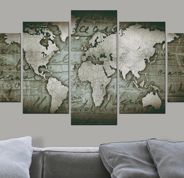 Stretched Canvas World Map Art - Emerald Map