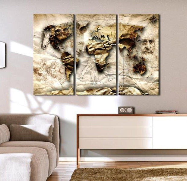 Stretched Canvas World Map Art - Empire Of Science