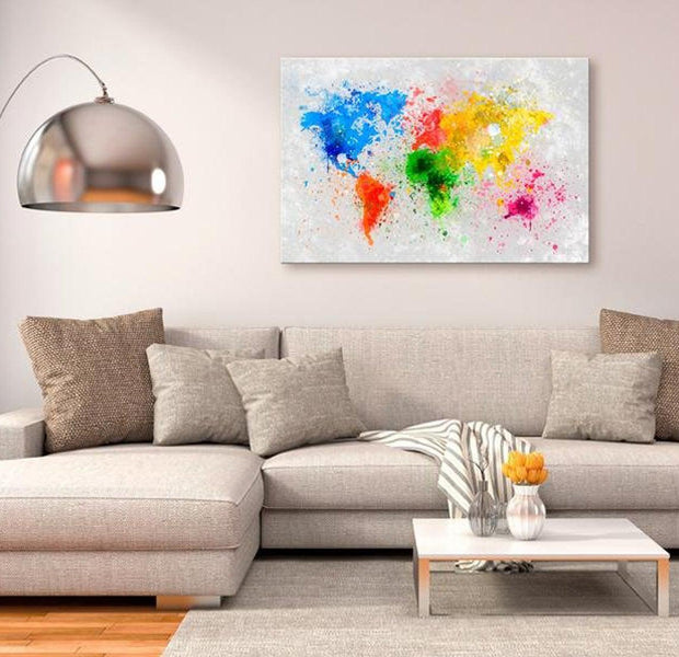 Stretched Canvas World Map Art - Expressionism Of The World