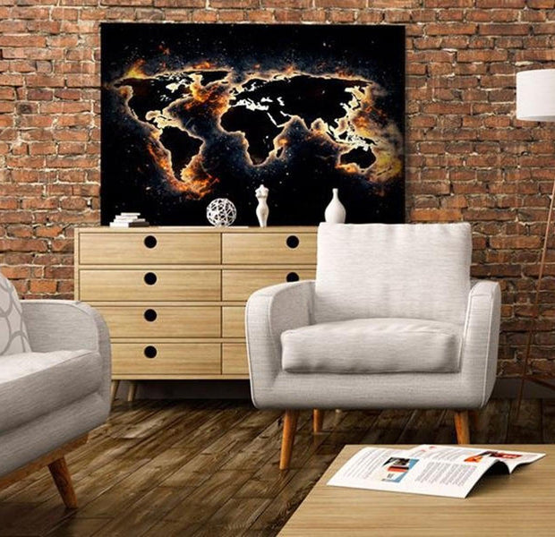 Stretched Canvas World Map Art - Fiery World