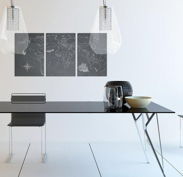 Stretched Canvas World Map Art - Following The Footsteps Of Columbus