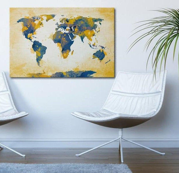 Stretched Canvas World Map Art - Four Corners Of The World