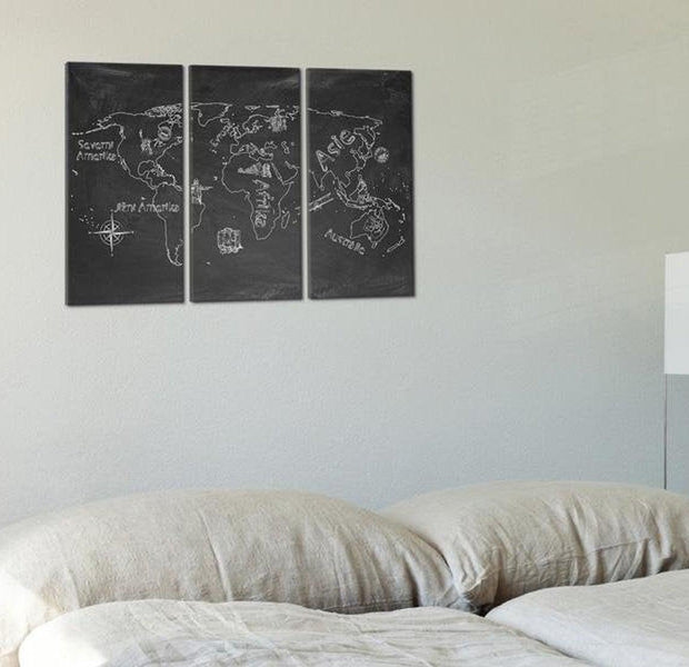 Stretched Canvas World Map Art - Geography Lesson (Czech Language) 3 Piece