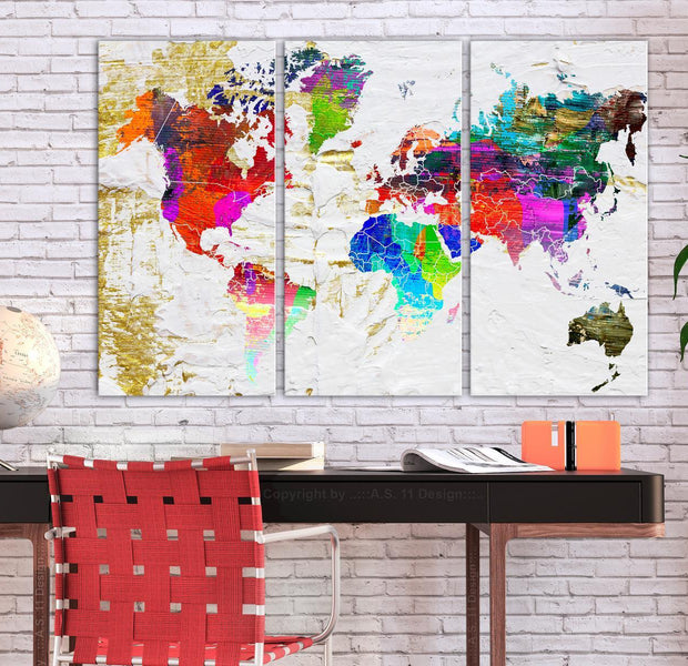 Stretched Canvas World Map Art - Golden Front