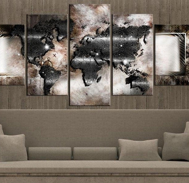 Stretched Canvas World Map Art - Graphite Map