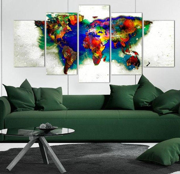 Stretched Canvas World Map Art - Green Planet