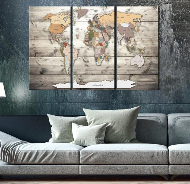 Stretched Canvas World Map Art - History Of Travel