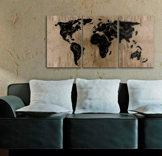 Stretched Canvas World Map Art - Inky Map Of The World
