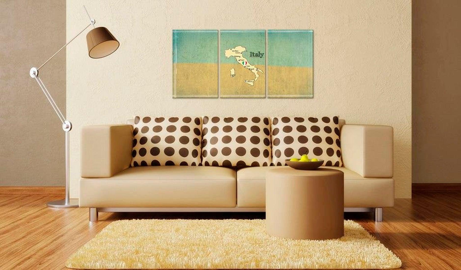 Stretched Canvas World Map Art - Map: Italy