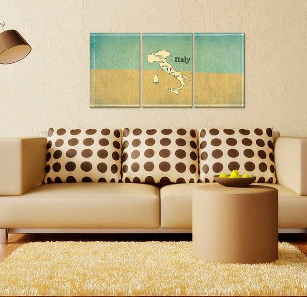 Stretched Canvas World Map Art - Map: Italy