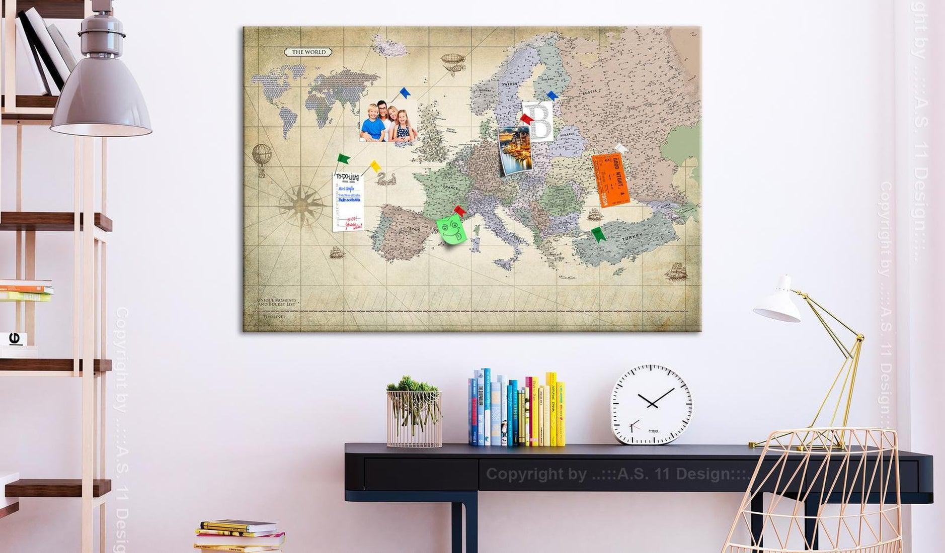 Stretched Canvas World Map Art - Map of Europe Wide