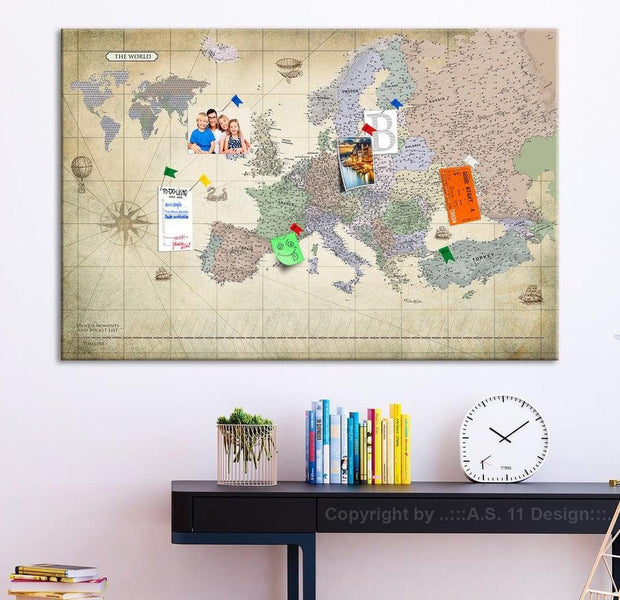 Stretched Canvas World Map Art - Map of Europe Wide