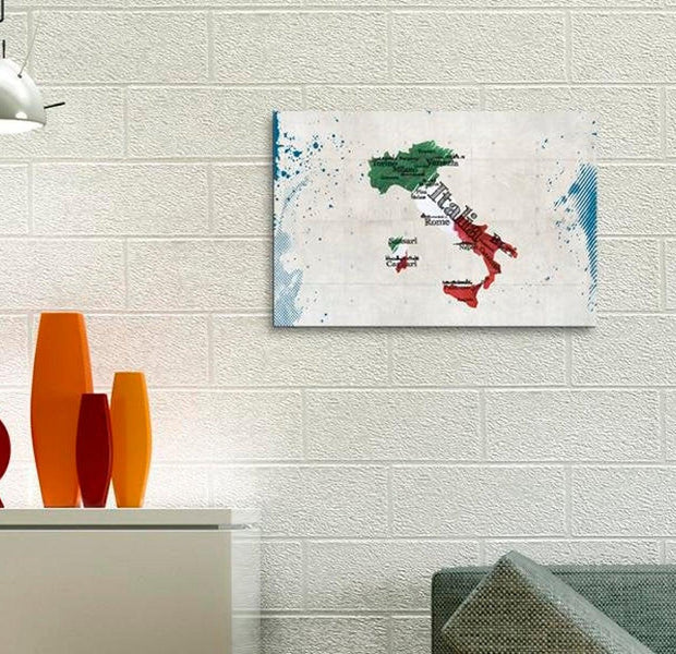Stretched Canvas World Map Art - Map Of Italy