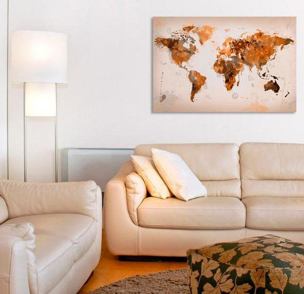 Stretched Canvas World Map Art - Map Of The World - Desert Storm