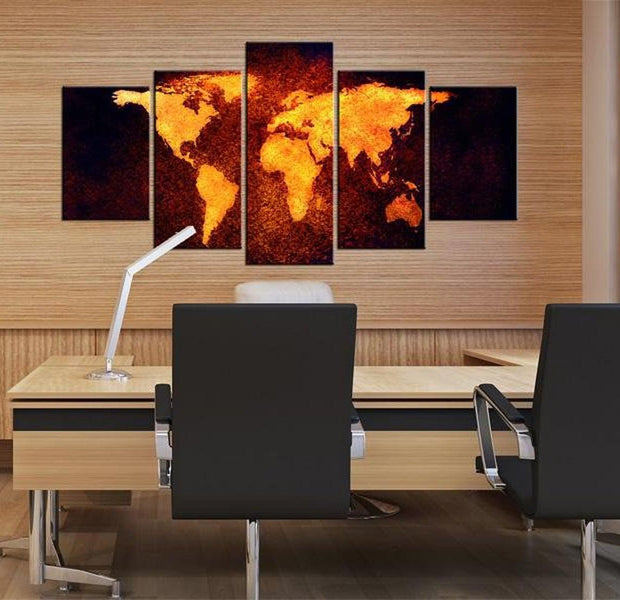 Stretched Canvas World Map Art - Map Of The World - Hot Lava