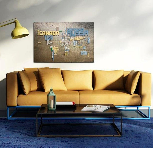 Stretched Canvas World Map Art - Map Of The World (Italian Language)