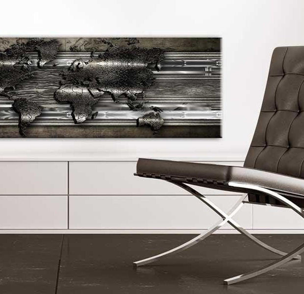 Stretched Canvas World Map Art - Metalic Map