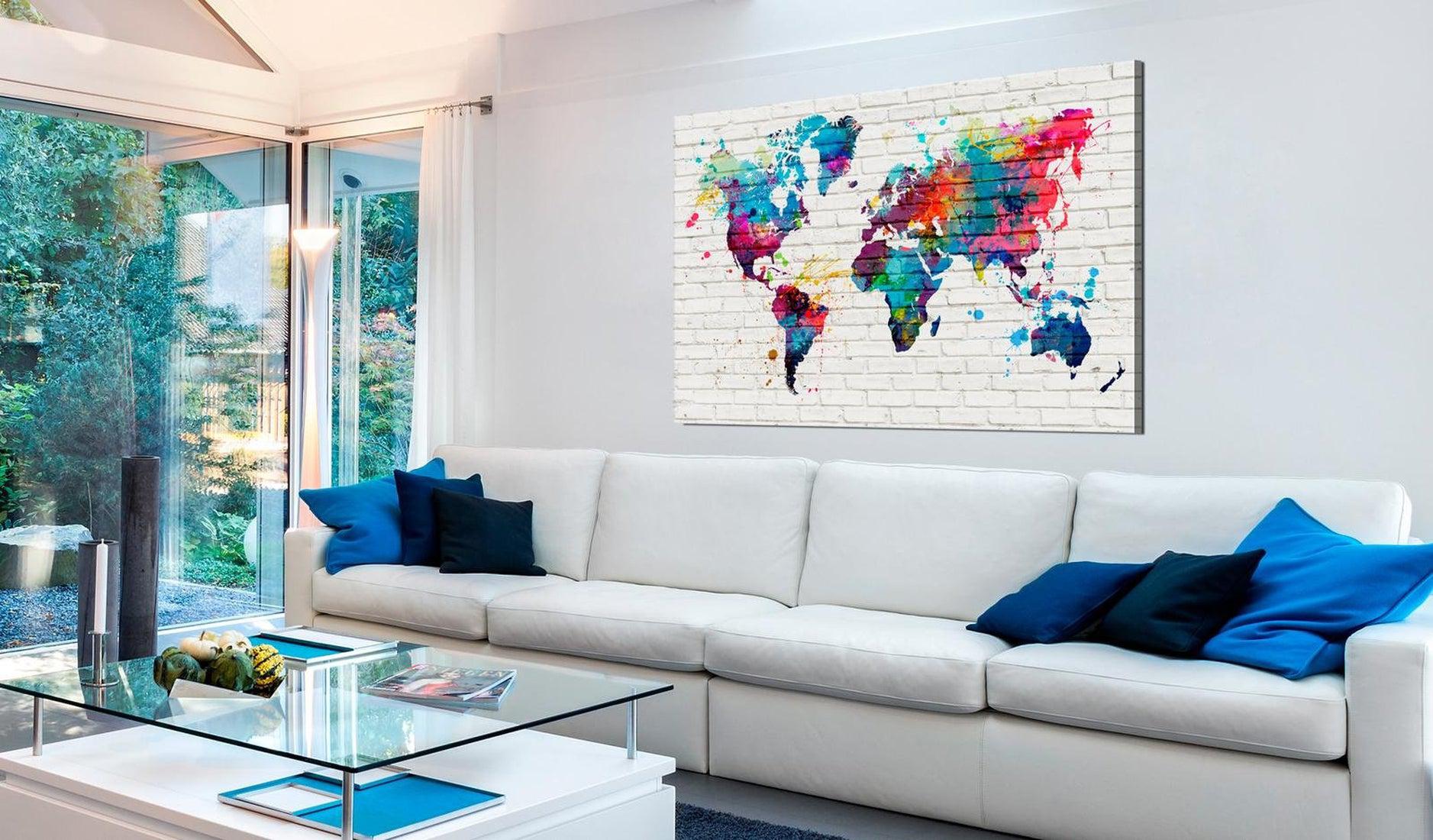 Stretched Canvas World Map Art - Modern Style: Walls Of The World