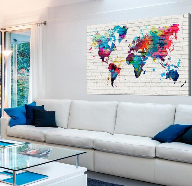Stretched Canvas World Map Art - Modern Style: Walls Of The World