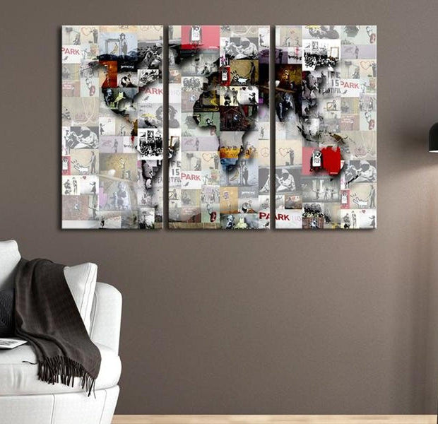 Stretched Canvas World Map Art - Modern World'S Map