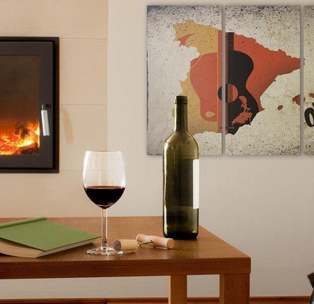 Stretched Canvas World Map Art - Spain 3 Piece