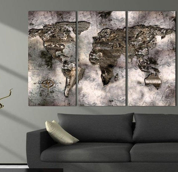 Stretched Canvas World Map Art - Opalescent Map