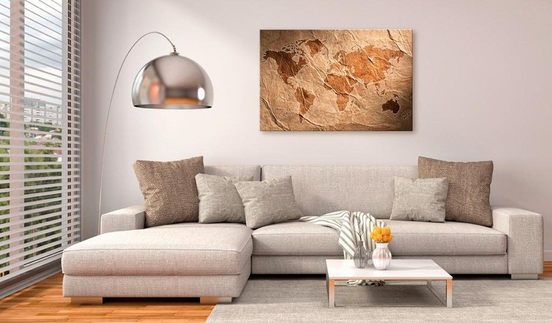 Stretched Canvas World Map Art - Paper Map