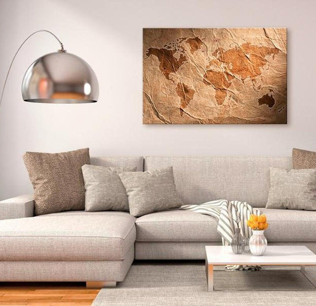 Stretched Canvas World Map Art - Paper Map