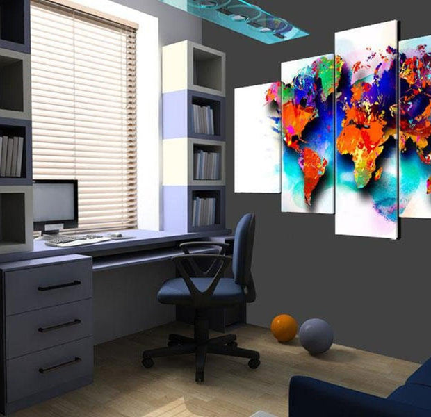 Stretched Canvas World Map Art - Picturesque World