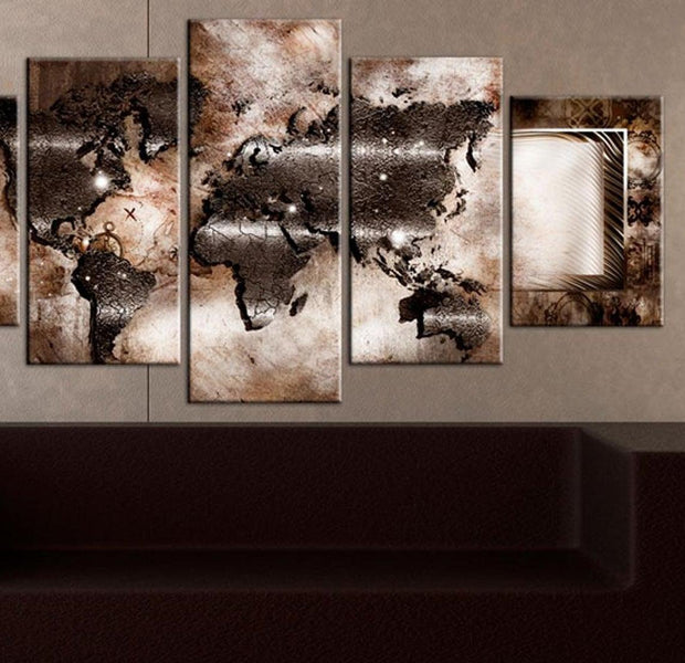 Stretched Canvas World Map Art - Platinum Map