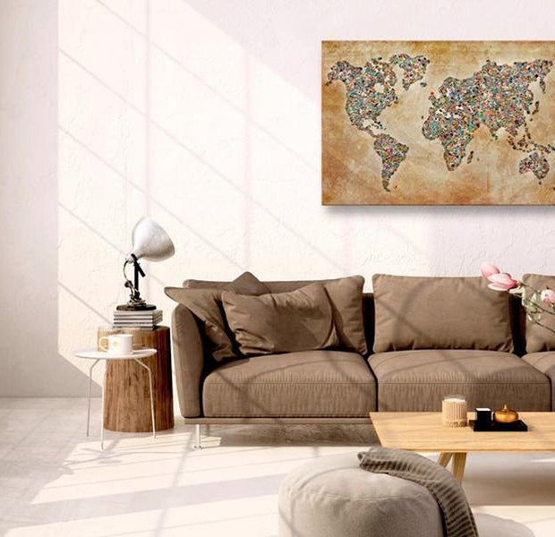 Stretched Canvas World Map Art - Postcards From The World