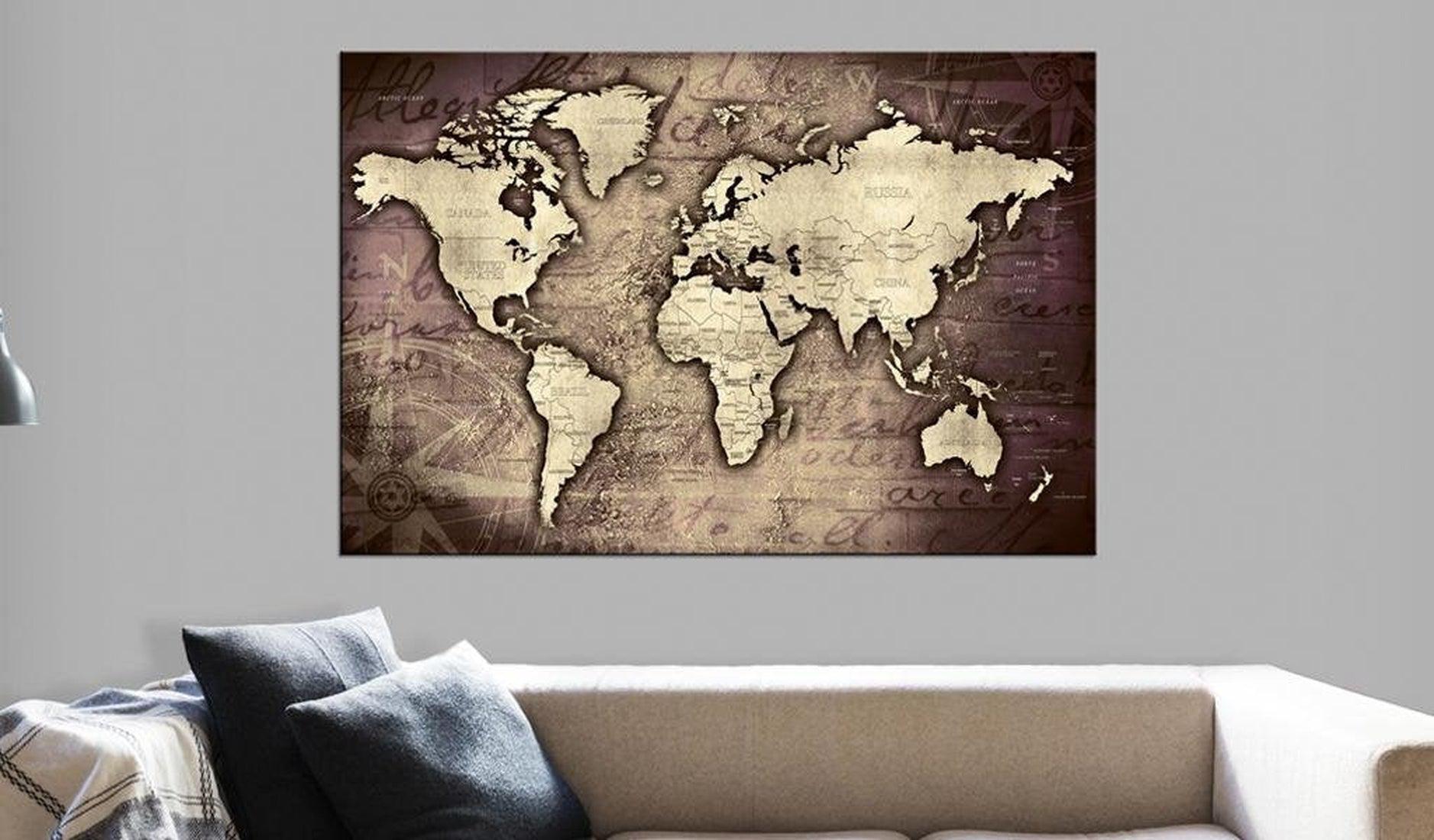 Stretched Canvas World Map Art - Precious World