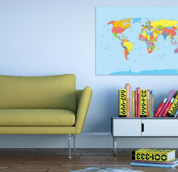Stretched Canvas World Map Art - Rainbow Geography